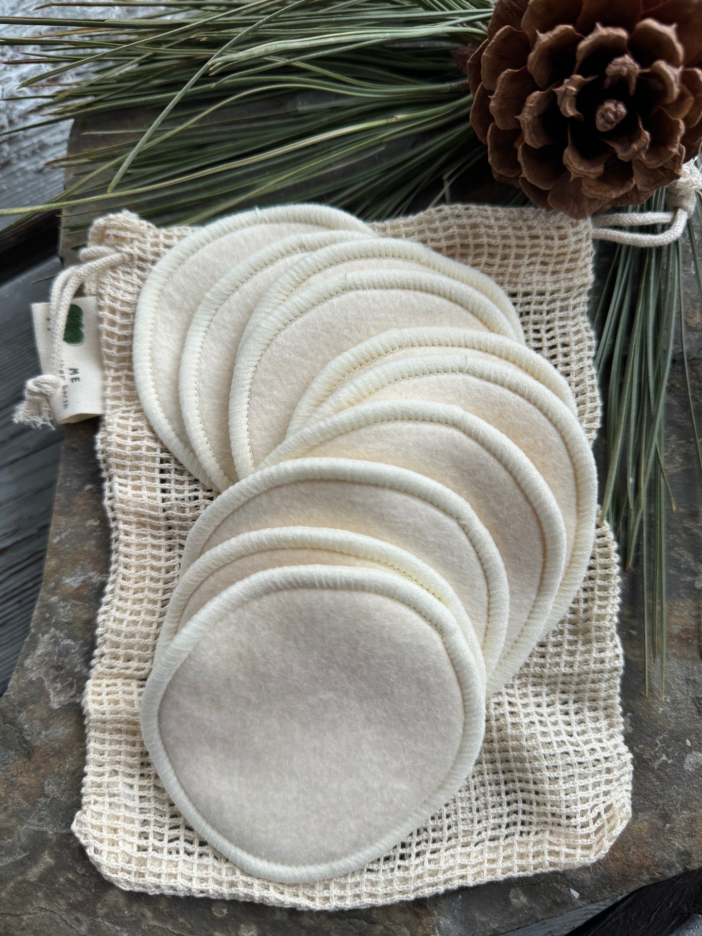 Hemp Cotton Rounds 10 Pack with Mesh Cotton Laundry Bag
